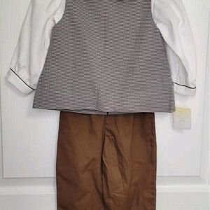 NWT Petit Ami Brown And White 3 Piece Set Size 12 Months